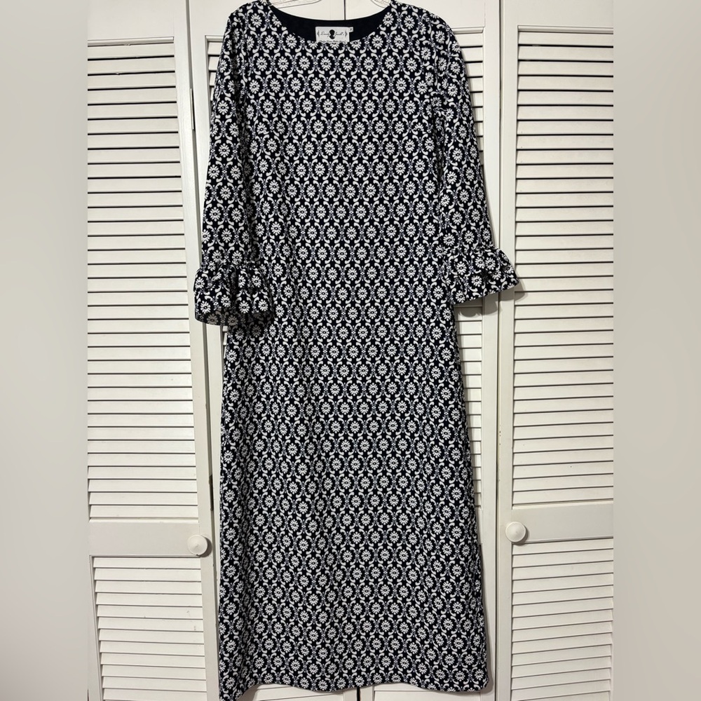 Dainty Jewells Navy and White Printed Long Sleeve Layering Maxi Dress
